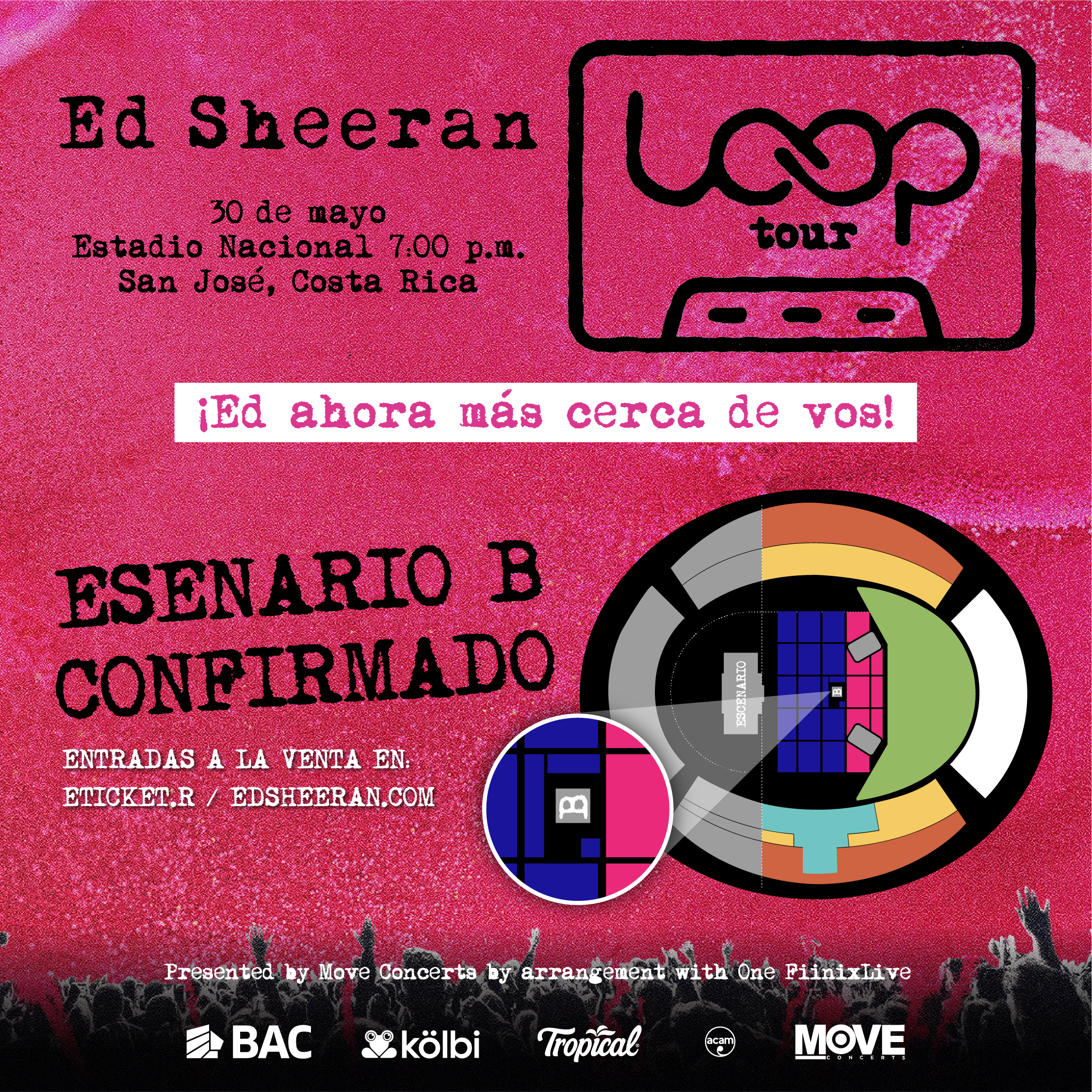 ¡SE CONFIRMA ESCENARIO B PARA EL CONCIERTO DE ED SHEERAN EN COSTA RICA!